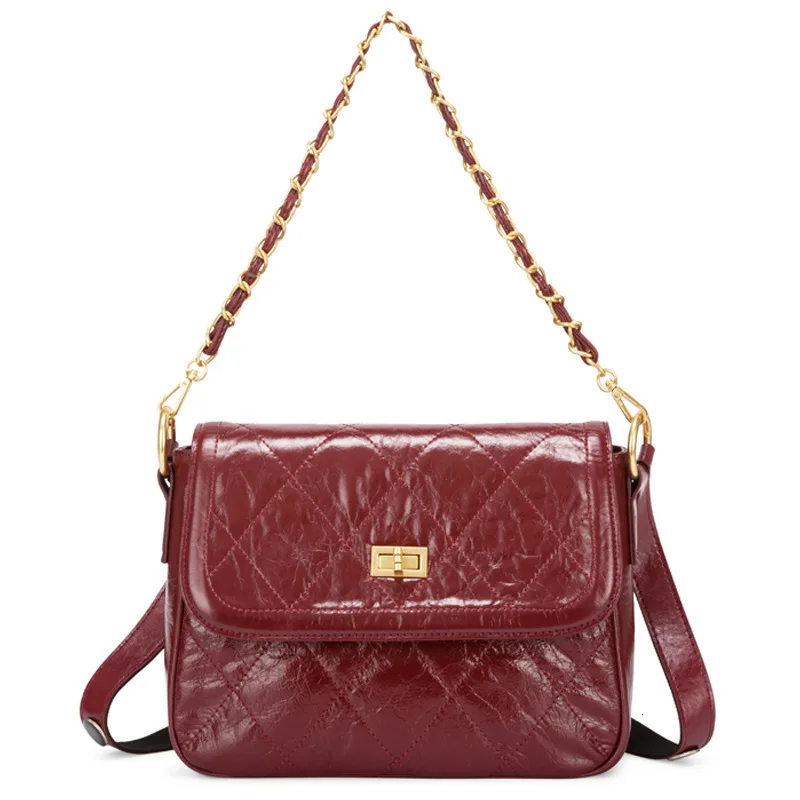 

2019 Postman Package Wax Oil Cowhide Ma'am Single Shoulder Package Diagonal Genuine Leather Woman Package