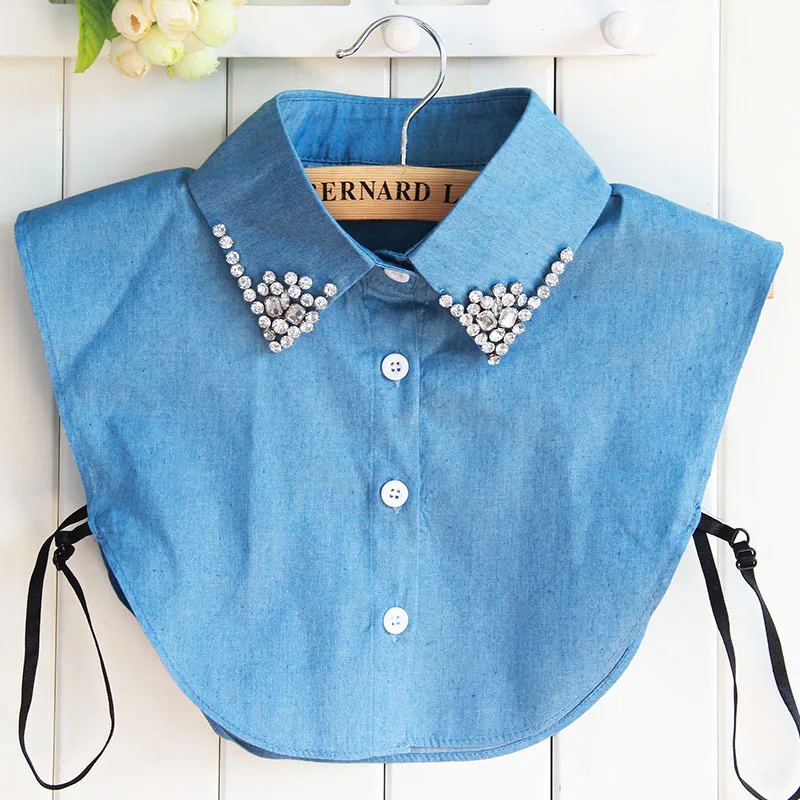 

Fashion Ladies Shirt Fake Collar Women Cotton Detachable Collar Shirt False Collar Denim Lapel Detachable Shirt Neckwear