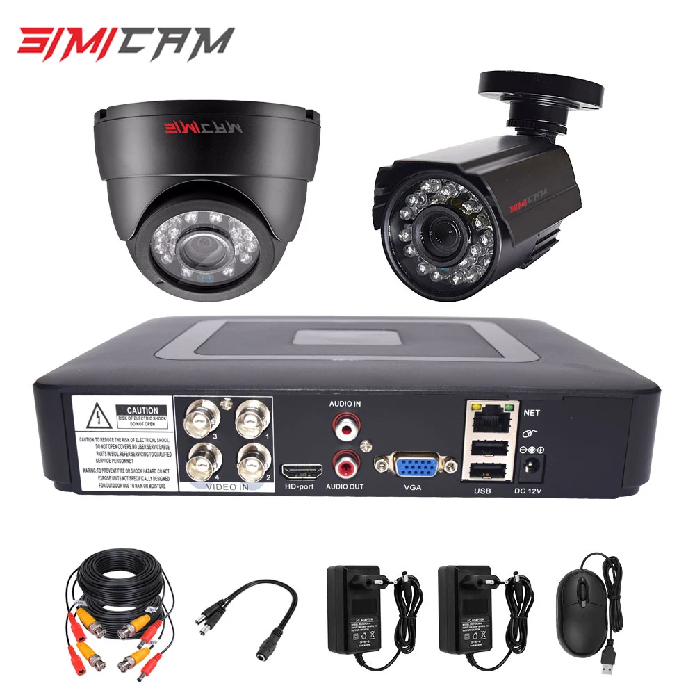 Камера безопасности Система видеонаблюдения комплект DVR камера s HD 4CH 1080N 5в1 DVR комплект 2 шт 720 P/1080 P AHD камера 2MP P2P комплект видеонаблюдения