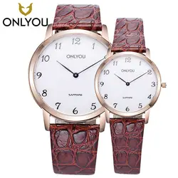 ONLYOU часы для влюбленных люксовый бренд кофейная полоса военные часы подлинные модные повседневные часы для влюбленных 6956