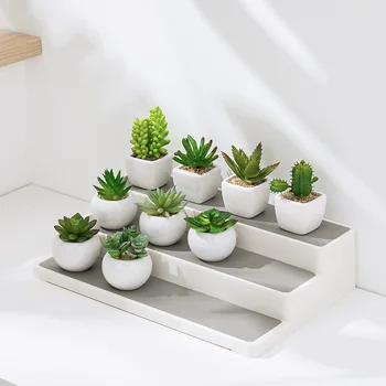

Seasoning Bottle Holder Tools Organizer White Shelf Cupboard Storage Rack Practical Desktop Portable Kitchen Stepped 3 Tier