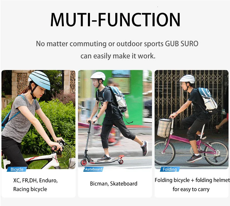 GUB складной шлем для велоспорта городской велосипед городской велосипедный шлем BMX фиксированная безопасная Кепка для мужчин и женщин шлем для катания на коньках 56-29/60-63 см белый