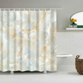 

Marble Shower Curtain Set Fabric,Modern Neutral Abstract Textured Vintage Marble Pattern Art Print Bath Curtain,Polyester