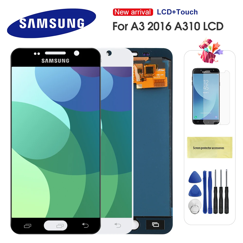 

LCD For Samsung Galaxy A3 2016 A310 A310F A3100 LCD Display Touch Screen Digitizer Assembly For A3 A310 Can Adjust Brightness