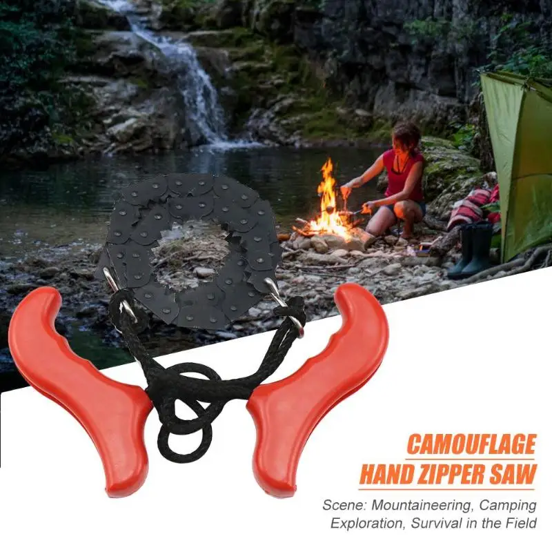 

Portable Pocket Chainsaw Plastic Handle Stainless Steel Hand Pull Chain Saw for Outdoor Survival Emergency Wood Cutting