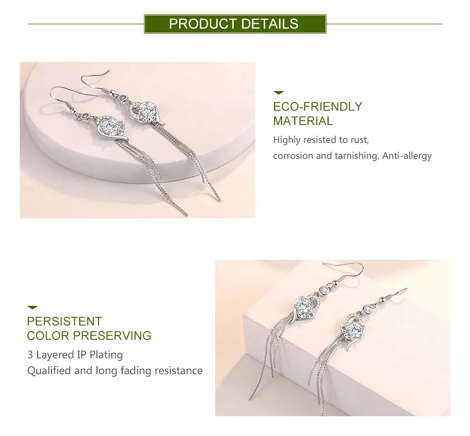 ZDADAN 925 Sterling Silber Doppelherz-CZ-Ohrringe für Frauen, Charm-Schmuck, Geschenk – Detail 2