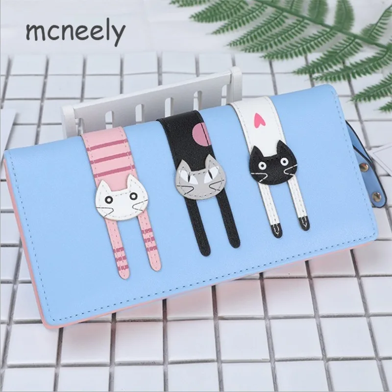 

three cat Women Wallets zipper hasp Wallet Women Long Cute candy colour Wallet Portefeuille Female Purse Clutch Cartera Mujer