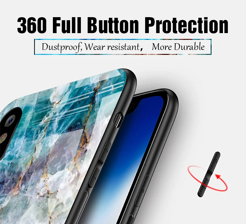 TOMKAS Luxury Marble Phone Case for iPhone X 10 Tempered Glass PC Agate Back Cover Silicone Soft Edge Coque Case for iPhone X (15)