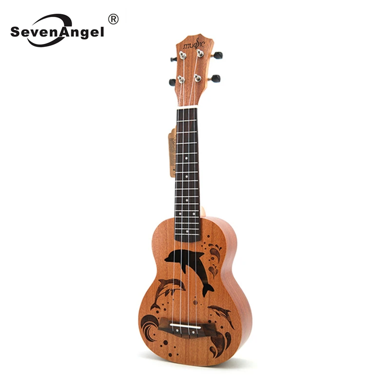 SevenAngel 21" 23 inch Ukulele 4 strings Hawaiian Guitar Lovely Dolphin Cartoon Patterns Ukelele For Kids Best Music Gift | Спорт и