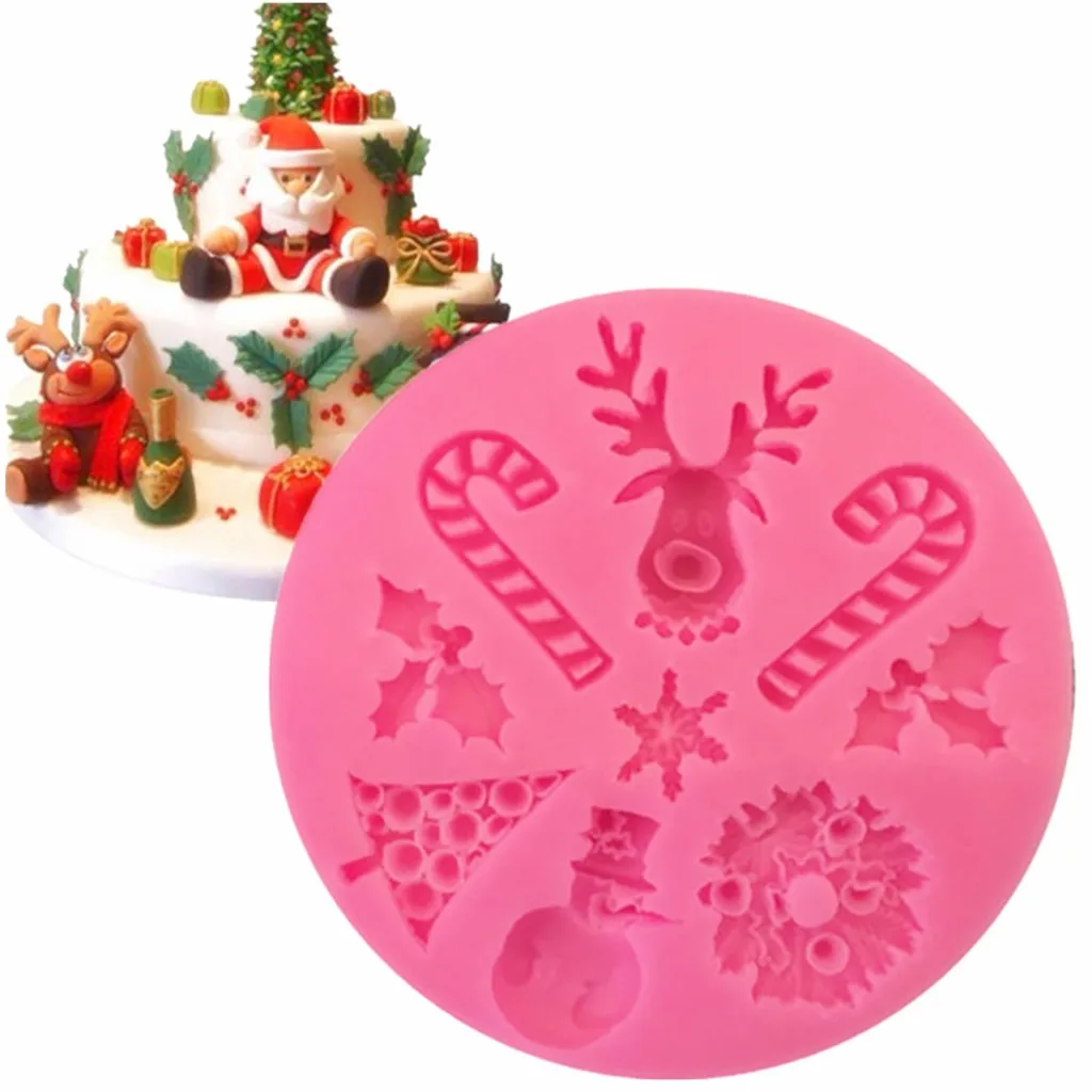 Christmas Snowman Shape fondant silicone mold kitchen baking chocolate pastry candy Clay making cupcake decoration tools
