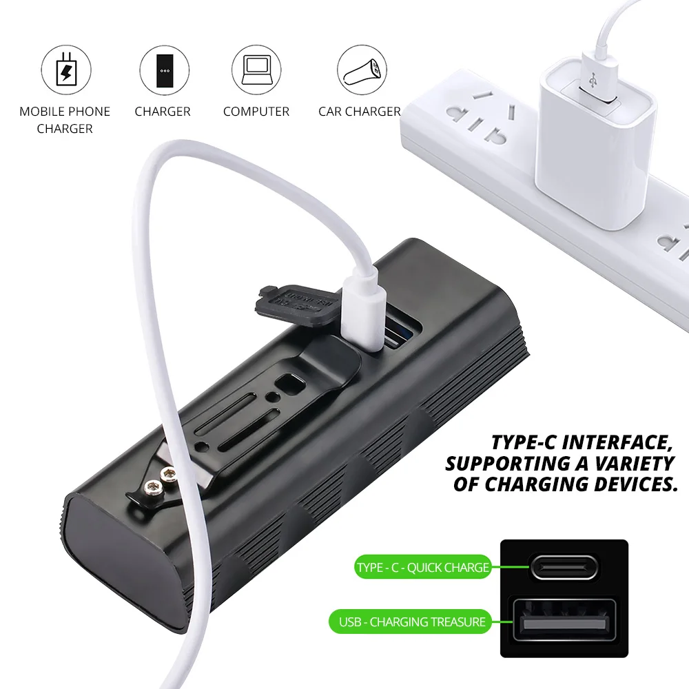 10000mAh Bike Light USB Rechargeable 5000 Lumens Bike Headlight 6T6 LED Super Bright Flashlight Front Lights and Back Rear light