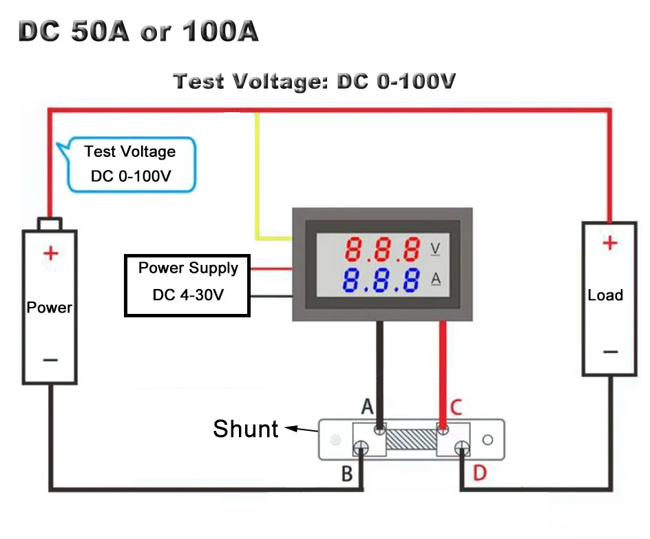 0,56 ''цифровой вольтметр Амперметр постоянного тока 0-100 в AC60-500V 1A 10A 50A 100A Красный Синий светодиодный дисплей измеритель напряжения тока тестер детектор