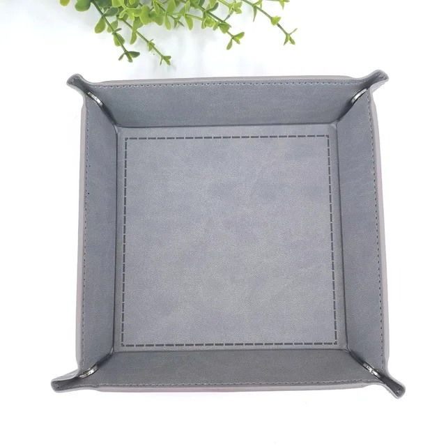Gray Игральные кости DnD лоток dados de rol для хранения 17 цветов pu кожаная складная коробка для RPG DnD игры кости футляр для хранения дропшиппинг - Color: Gray