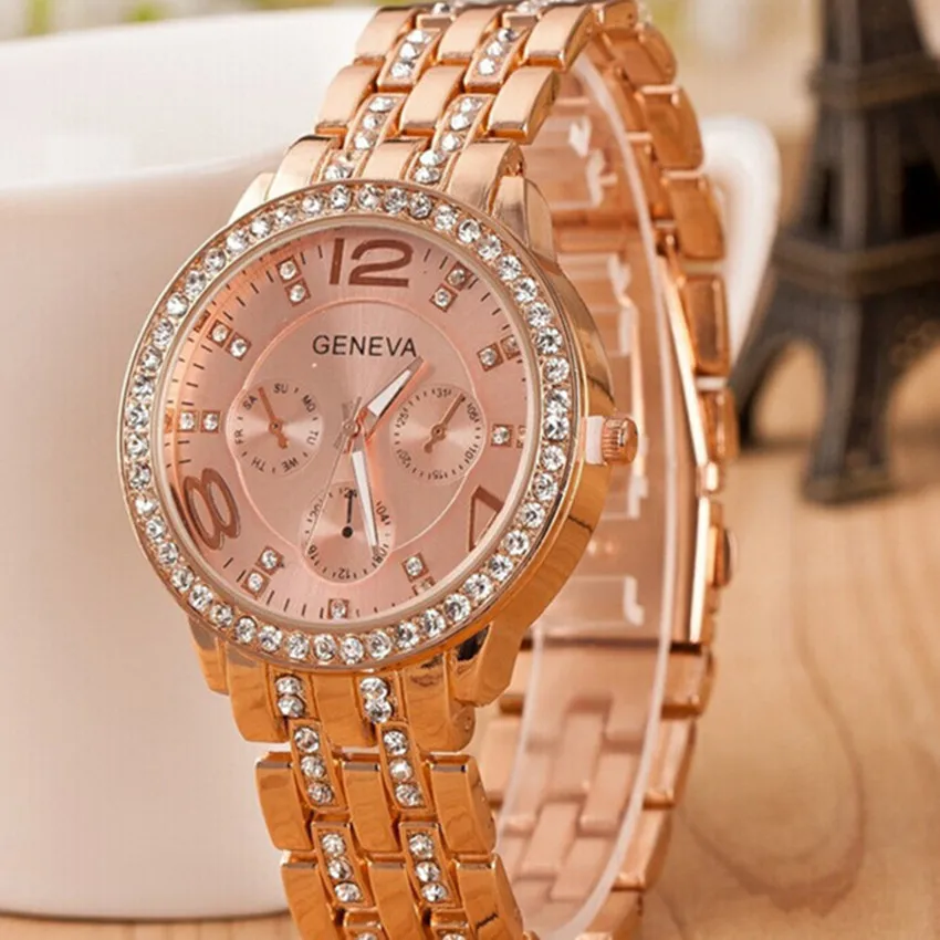 Reloj mujer новые роскошные брендовые кварцевые женские часы с кристаллами Geneva