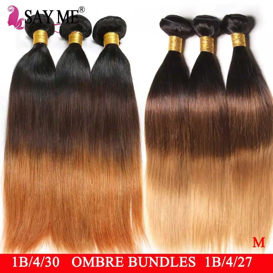 Honey Blonde Ombre Straight Human Hair 3 4 Bundles With