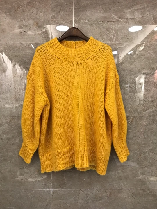 

2019 Early autumn new women's round collar pure-color decorative long-sleeved sweater knitted sweater 826