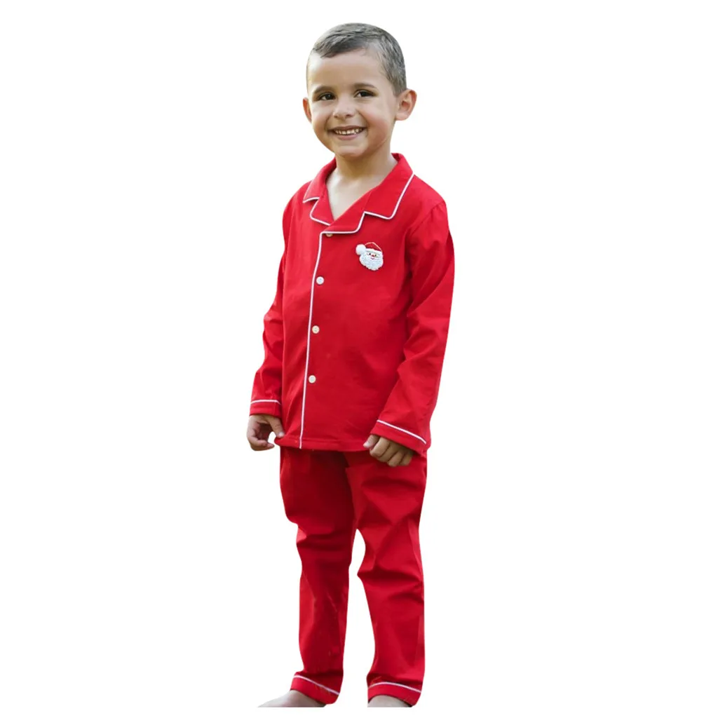 Schlafanzug kinder/Рождественская Пижама с Санта-Клаусом для маленьких мальчиков и девочек; комплекты одежды для сна; Красная рождественская Пижама