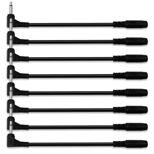 9V Power Cable 90 Degree Right Angle DC Power Supply Converter Cable Extension Cord for Guitar Pedal 5.5mm x 2.1mm to 1/8