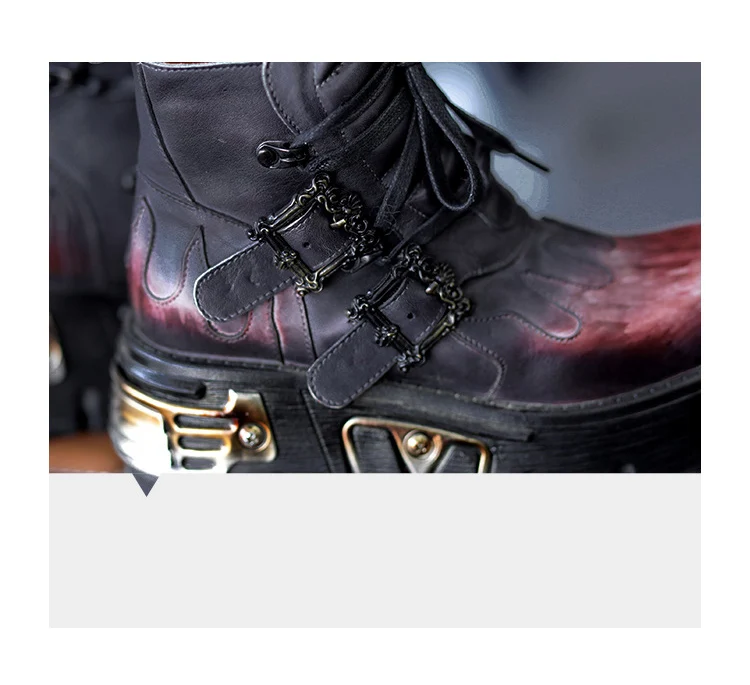 Готическая женская обувь; мотоботы из натуральной воловьей кожи на высоком каблуке со шнуровкой; удобные высокие ботильоны на платформе
