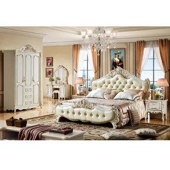 

Luxury Design classic Bed European Classic Royal Luxury Golden Wooden Bedroom
