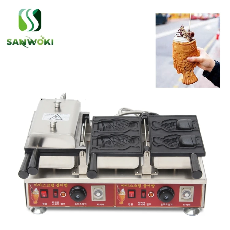 

Fish Waffle cone baking pan Fish shape waffle with open mouth ice cream taiyaki maker pan waffle maker fish Taiyaki Machine