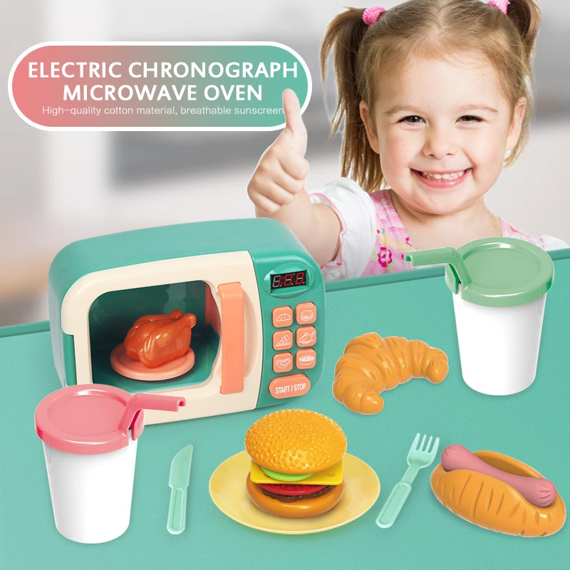 Kids Mini Kitchen Play House Toy Simulation Microwave Oven Educational