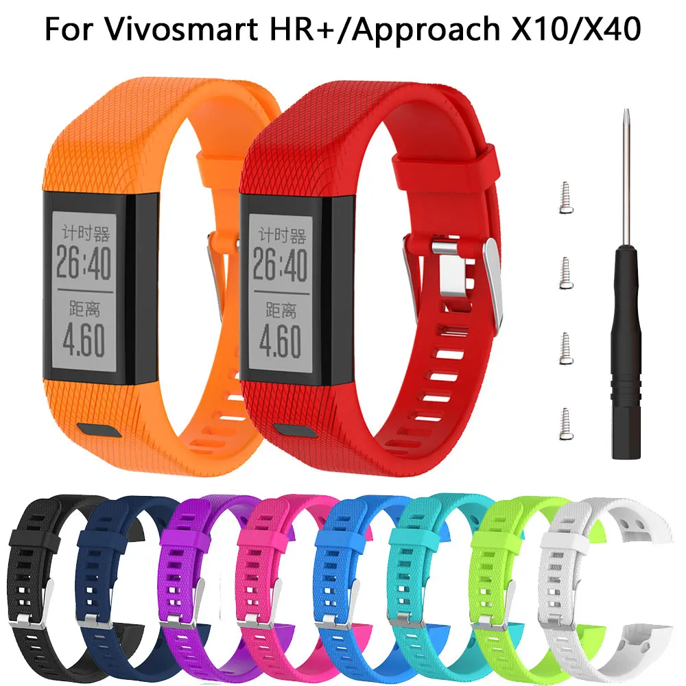 Strap for Garmin Vivosmart HR Plus HR+ Watchband Sports Silicone Watch  Bracelet Strap with Tools For Approach X10/X40 Wristband - AliExpress