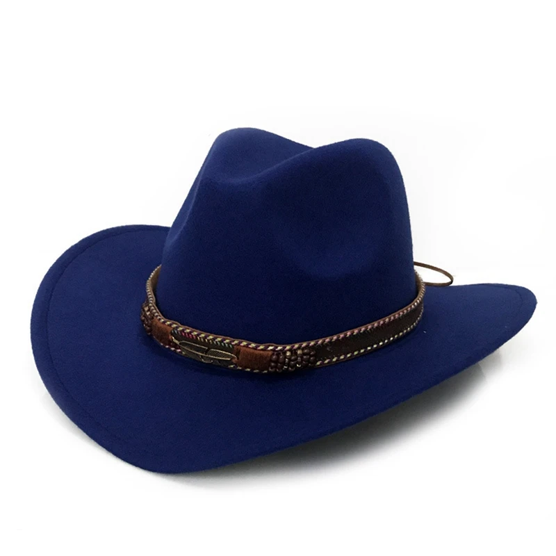 Western Cowboy Hat Knight Travel Men And Women Sunshade Summer Straw Hat Big Outdoor Performance Cap Big Sunscreen Tourist Caps - Цвет: BL