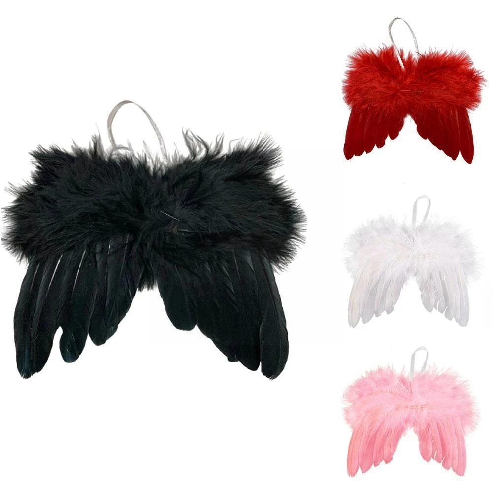 

hristmas Angel Feather Wings Pendant Baby Cosplay Photo Props Solid Exquisite Car Bags Hanging Ornament Trendy