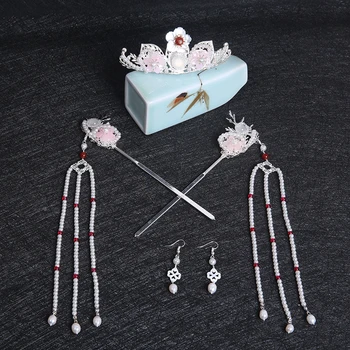 

Ancient style Hanfu Headdress Classical Hairpin Hair crown Kanzashi Handwork Tassel Step shake Hairclip hair accessories Cosplay