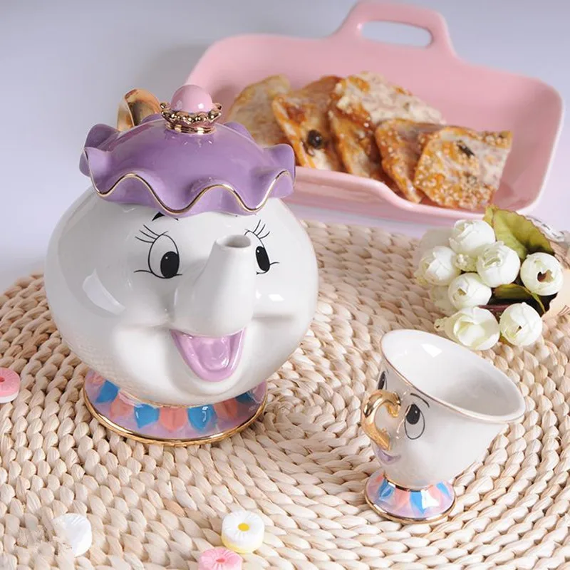 New-Cartoon-Beauty-And-The-Beast-Teapot-Mug-Mrs-Potts-Chip-Tea-Pot-Cup-One-Set (2)