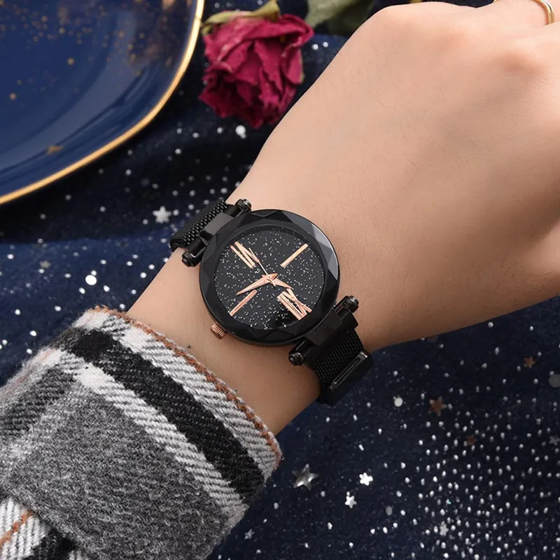 

Hot 1 Pcs Women Wrist Quartz Watch Fashion Starry Sky with Alloy Strap Magnetic Buckle IE998