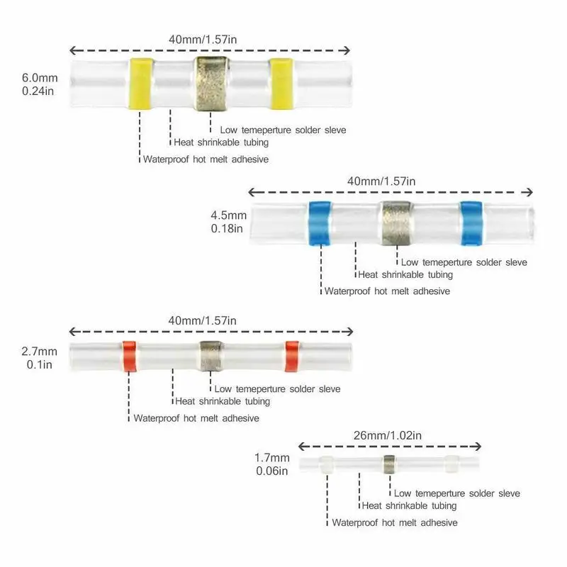 5/10/20/30 шт Водонепроницаемый припой уплотнение рукава Термоусадочные соединители проводов Электрический кабель для соединения Луженая терминалы 26-10AWG