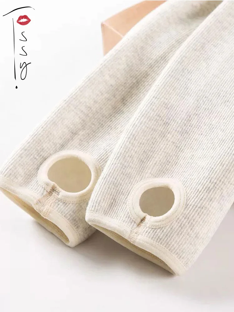 Warm Fleece Lined Super Thick Warm Leggings Women Winter Spandex Ribbed Slim Pattern Leggins Winter High Waist Basic Pants