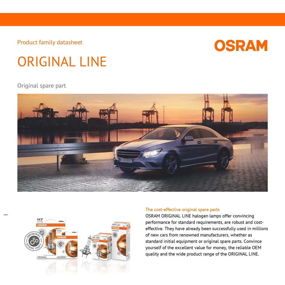 OSRAM H7 Halogen Bulbs 55W 64210 80W 62261 Car Lamps Bombilla PX26d Base  Low Beam Fog Light Conversion Kit 3200K Yellow Original
