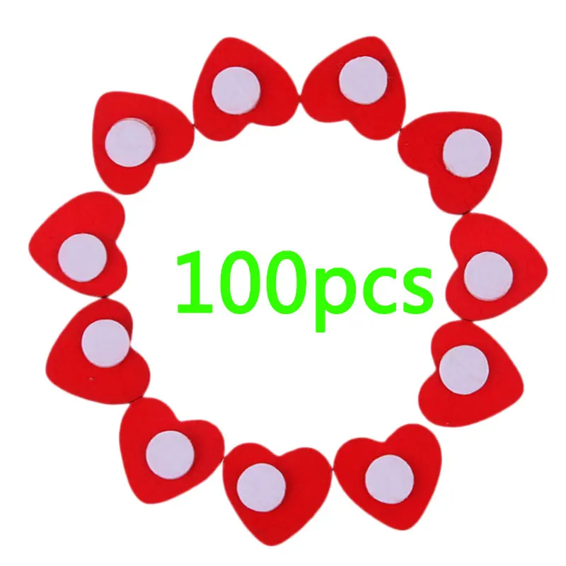 Модный дизайн 100 шт./лот Мини Деревянные Красные Губки с сердечками наклейки на