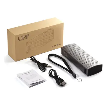 

LESHP Gray Waterproof IP67 3.7V 2200MA Lithium Polymer Aluminum Speaker Wireless CSR 4.0 8635 Hands-free 120HZ-20KHZ