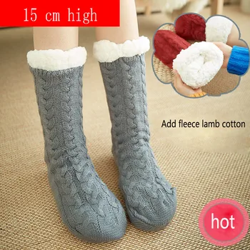 

2019 new non-slip floor socks thick winter socks female fashion simple sweet wind princess socks casual home socks US size 5-10