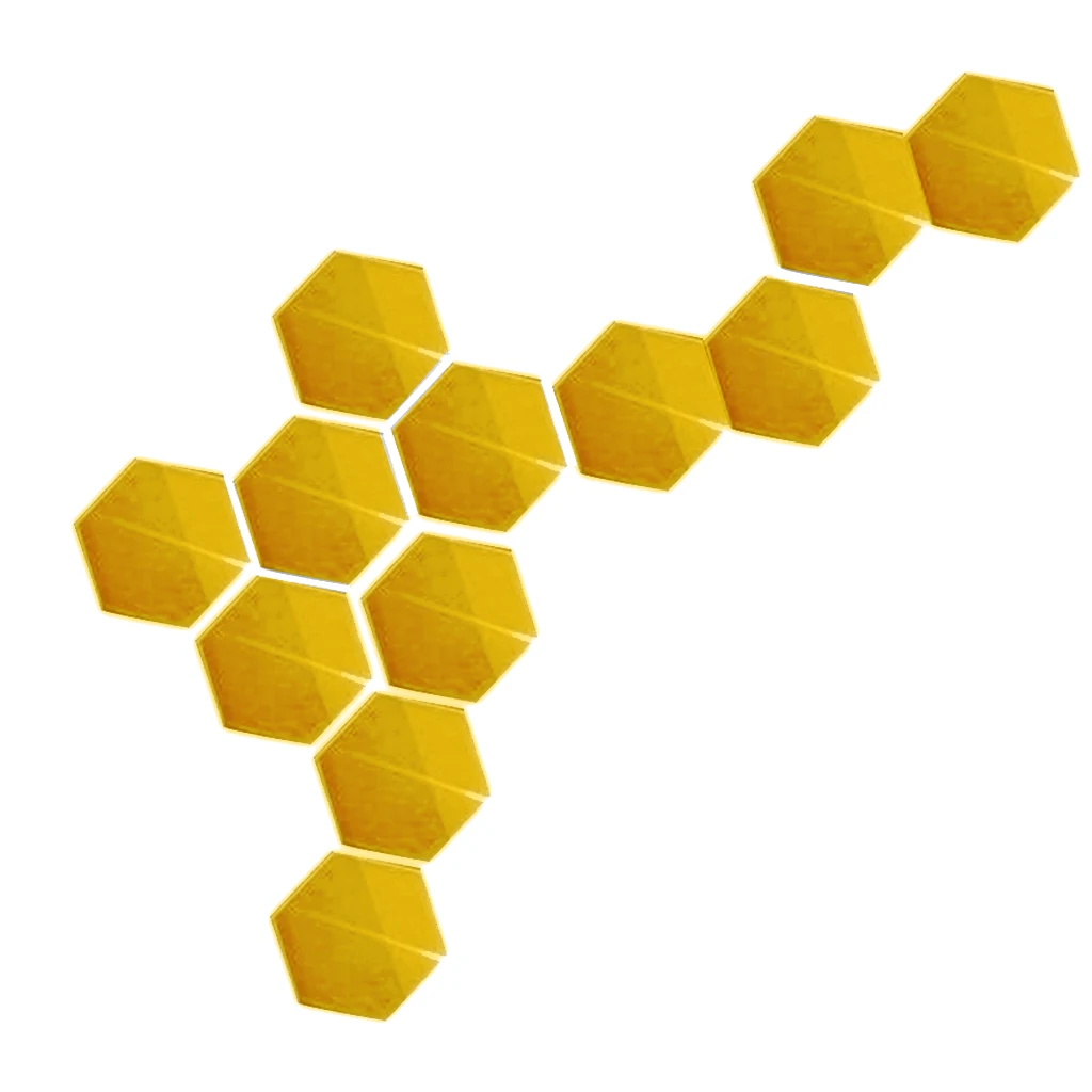 12pcs Mirror Wall Stickers Art Decal Removable Completely Non-toxic and Non-friable Hexagon House Decor