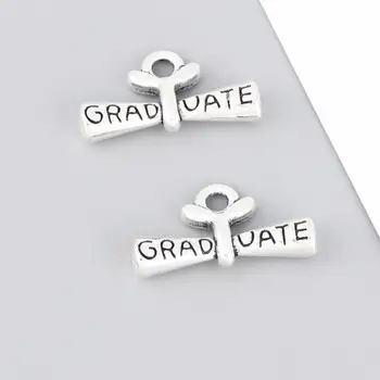 

15Pcs Silver Color School Graduate Degree Charms Diploma Scroll Student Gift Handmade Jewelry Dropshipping 21X11mm A3270