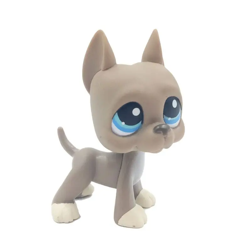 Littlest Pet Shop GREAT DANE Puppy #184 Grey-White Blue Eyes LPS USA Seller 