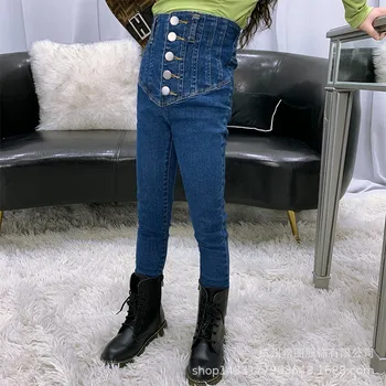 

2020 autumn new girl pants high waist slim elastic denim feet pants pencil pants