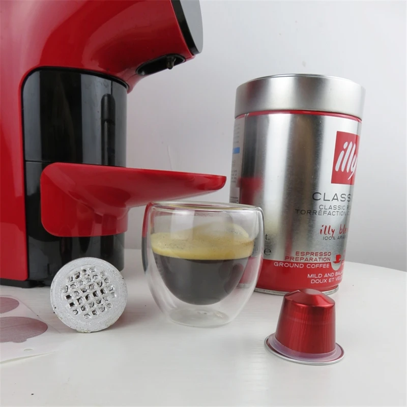 US $34.86 100pcs Disposable Nespresso Coffee Capsules Cup With Sticker Refillable Refilling Coffeeware Convenient Filter Random Colour