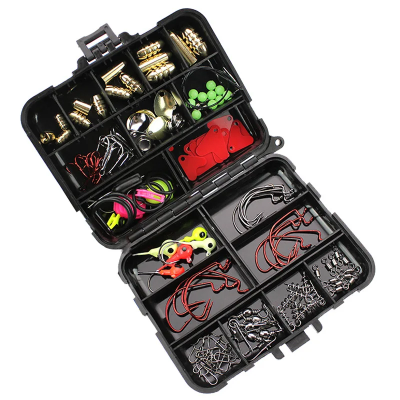 Tackle Boxed Hooks Accessories Fishing Lures 128 Pieces Set Luya Accessories Fishing Copper Pendant Luya Lead Hook Set