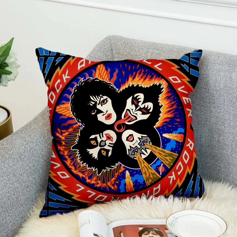Kiss Rock & Roll All Nite Party Pillow Cases Throw Cushion Polyester