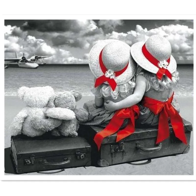 

New Arrival Children By The Sea - 5D Diamond Embroidery Diamond Painting Kits Mosaic Cross Stitch Home Decoration Gift