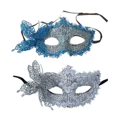 2 шт Сексуальная Женская кружевная маска венецианские маскарадные Бальные вечерние карнавальные маски для лица, глаз (синий и серебристый)
