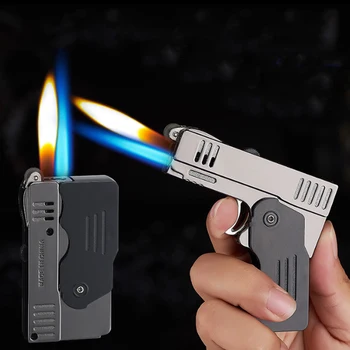 

Stainless Steel Gun Butane Llighter Bushcraft Gadgets For Men Survival Camping Outdoor Gas Torch Lighter Dropship Suppliers