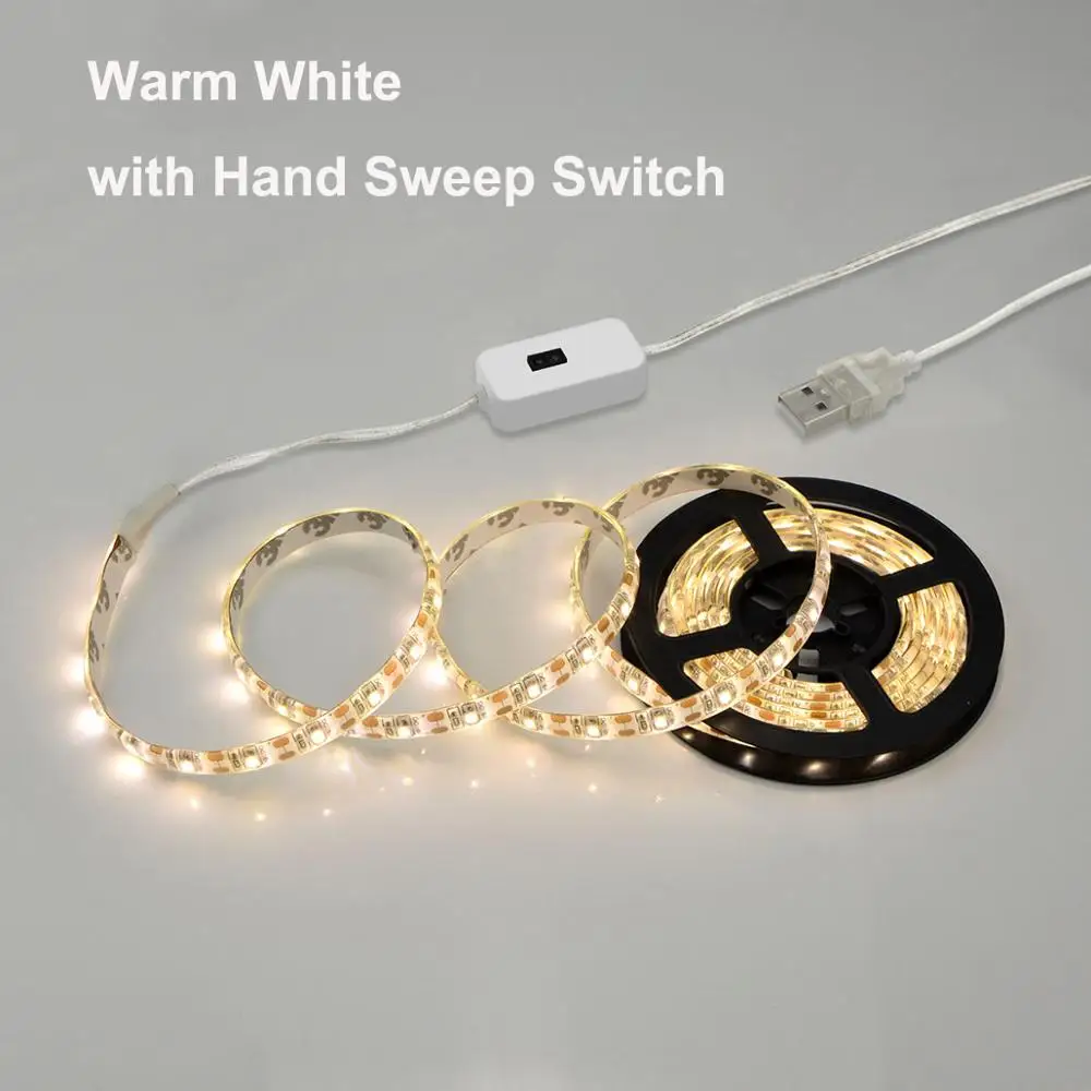 Ручной переключатель развертки светодиодный светильник для 1 м 2 м 3M 4M 5 м Питание от USB кухонная лампа для спальни шкаф декоративный светильник ing - Цвет: With Sweep Switch