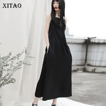 

XITAO Vintage Strapless Dress Fashion New Backless Sleeveless Plus Size Loose 2020 Spring Minority Casual Style Dress DMY3982
